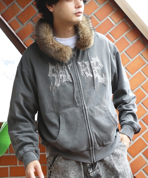 ８(eight)（エイト）の「製品加工ファージップパーカー（パーカー・メンズ・チャコール/ブラック・LARGE/MEDIUM）」の17枚目の写真