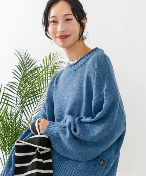 fort point(フォーポイント)の「【C-FORT POINT/フォートポイント】カラーネップヤーン サイドボタンプルオーバー(ニット/セーター・レディース・グレー/オレンジ/チャコールグレー/ブルー・MEDIUM)」の3枚目の写真