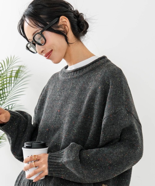 fort point(フォーポイント)の「【C-FORT POINT/フォートポイント】カラーネップヤーン サイドボタンプルオーバー(ニット/セーター・レディース・グレー/オレンジ/チャコールグレー/ブルー・MEDIUM)」の17枚目の写真