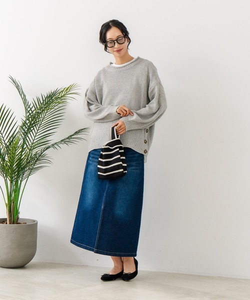 fort point(フォーポイント)の「【C-FORT POINT/フォートポイント】カラーネップヤーン サイドボタンプルオーバー(ニット/セーター・レディース・グレー/オレンジ/チャコールグレー/ブルー・MEDIUM)」の18枚目の写真