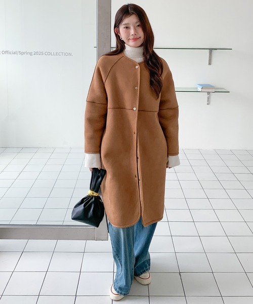 リバーシブル✨極美品✨組曲 リバーコート ロング ノーカラー 大きいサイズ XL FREAK'S STORE（フリークスストア）の「限定展開 ノーカラー リバー