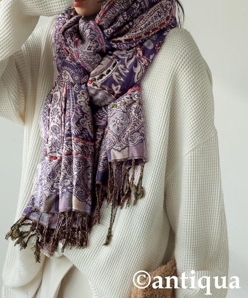antiqua（アンティカ）の「エスニック柄 大判ストール（ストール/ショール・レディース・パープル/ブルー/ブラウン系その他/ブラック・FREE）」の17枚目の写真
