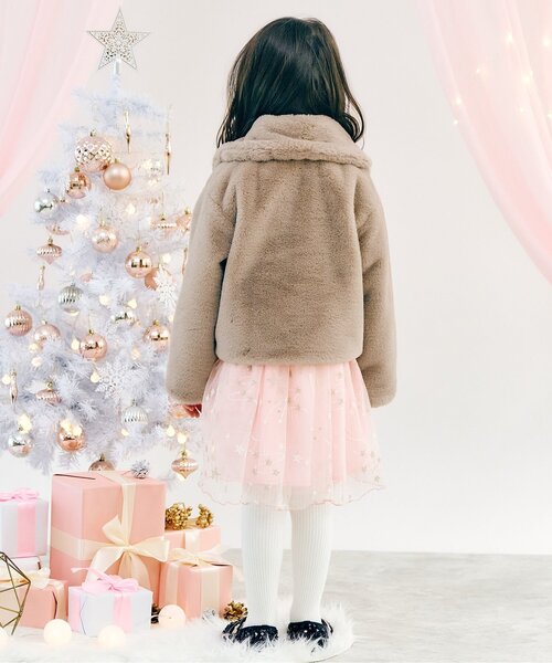 apres les cours(アプレレクール)の「ファーショートジャケット(テーラードジャケット・キッズ・ベージュ・100/120/140)」の3枚目の写真