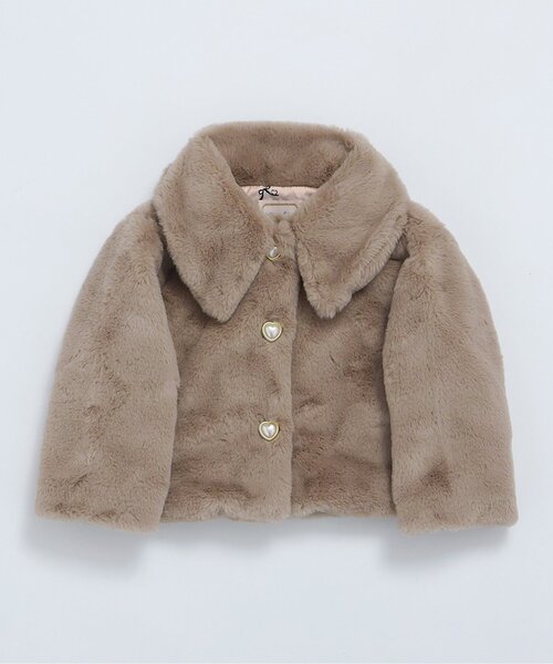 apres les cours(アプレレクール)の「ファーショートジャケット(テーラードジャケット・キッズ・ベージュ・100/120/140)」の6枚目の写真