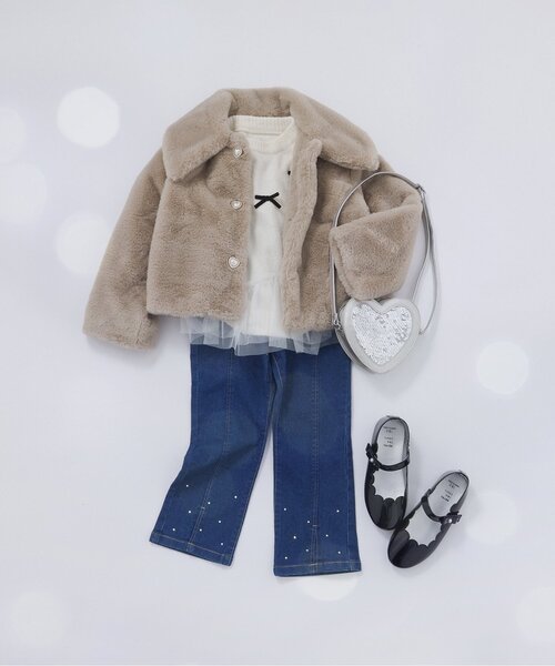 apres les cours(アプレレクール)の「ファーショートジャケット(テーラードジャケット・キッズ・ベージュ・100/120/140)」の7枚目の写真