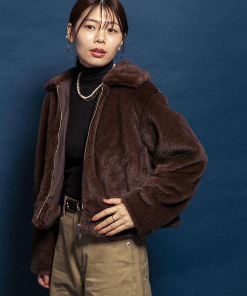 F by ROSSO（エフバイロッソ）の「F by ROSSO　ファーZIPショートコート（その他アウター・レディース・ブラウン/ネイビー・FREE）」の21枚目の写真