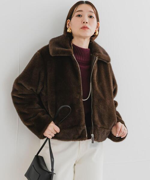 F by ROSSO(エフバイロッソ)の「F by ROSSO ファーZIPショートコート(その他アウター・レディース・ブラウン/ネイビー・FREE)」の3枚目の写真