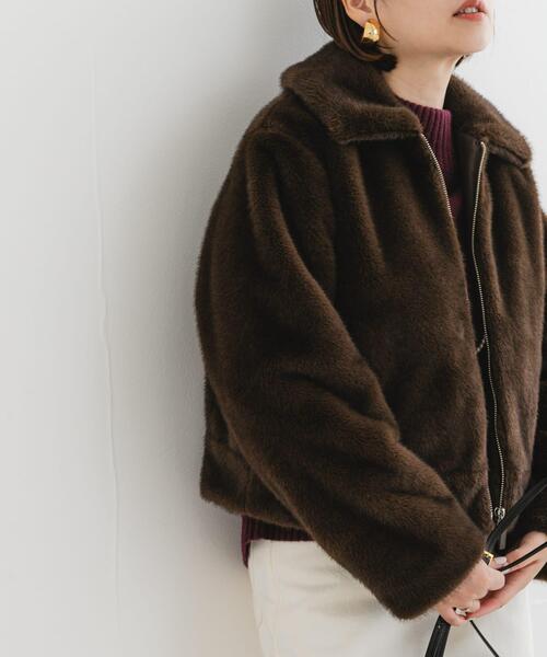 F by ROSSO（エフバイロッソ）の「F by ROSSO　ファーZIPショートコート（その他アウター・レディース・ブラウン/ネイビー・FREE）」の9枚目の写真