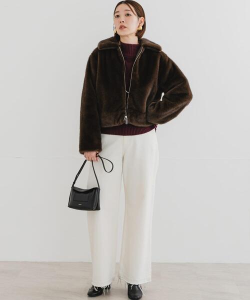 F by ROSSO（エフバイロッソ）の「F by ROSSO　ファーZIPショートコート（その他アウター・レディース・ブラウン/ネイビー・FREE）」の10枚目の写真