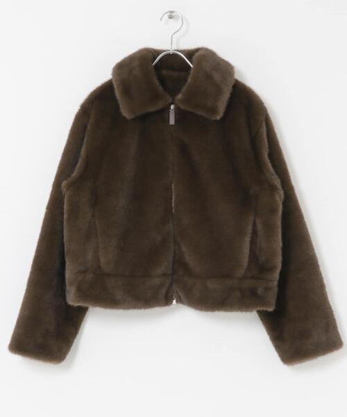 F by ROSSO（エフバイロッソ）の「F by ROSSO　ファーZIPショートコート（その他アウター・レディース・ブラウン/ネイビー・FREE）」の11枚目の写真