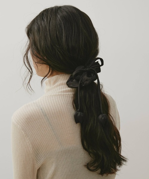 Libra Cue(リブラ キュー)の「バドリボンシュシュ(シュシュ・レディース・ブラック/ブラウン・FREE)」の3枚目の写真