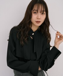 UNITED TOKYO | タイボタンメルトタッチブラウス｜ウォッシャブル/防シワ/UVカット/オケージョン/オフィスカジュアル/通勤/冬服/クリスマス/ギフト(シャツ/ブラウス)