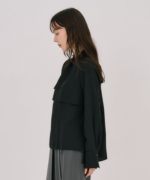 残りわずか！】タイボタンメルトタッチブラウス｜ウォッシャブル/防