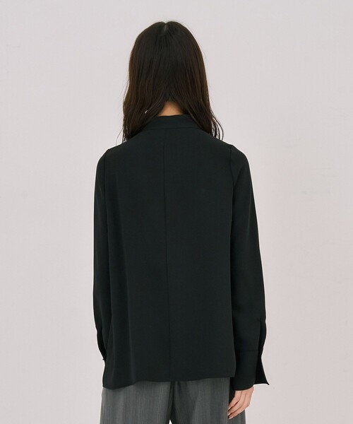 残りわずか！】タイボタンメルトタッチブラウス｜ウォッシャブル/防