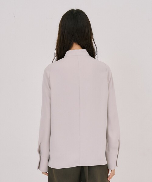 残りわずか！】タイボタンメルトタッチブラウス｜ウォッシャブル/防