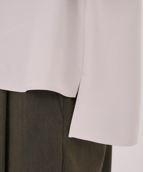 残りわずか！】タイボタンメルトタッチブラウス｜ウォッシャブル/防