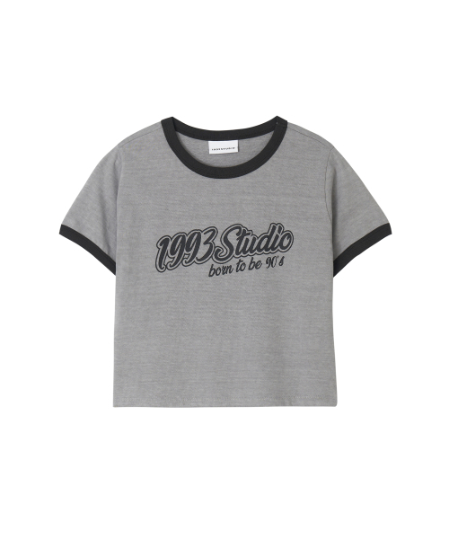 1993STUDIO(1993スタジオ)の「レタリングリングクロップTシャツ_グレー(Tシャツ/カットソー・レディース・その他・FREE)」の4枚目の写真