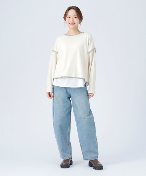 BEAMS HEART(ビームスハート)の「ブランケット刺繍 プルオーバー(Tシャツ/カットソー・レディース・ライトグレー/ブルー/ブラック/ホワイト系その他5・FREE)」の5枚目の写真