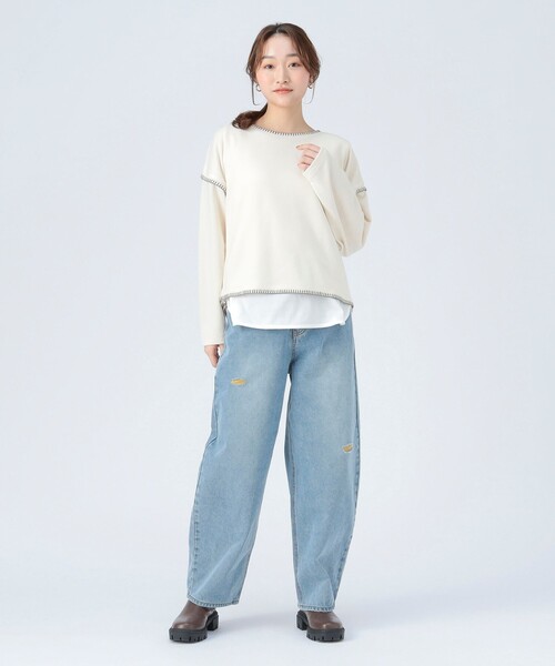 BEAMS HEART(ビームスハート)の「ブランケット刺繍 プルオーバー(Tシャツ/カットソー・レディース・ライトグレー/ブルー/ブラック/ホワイト系その他5・FREE)」の6枚目の写真