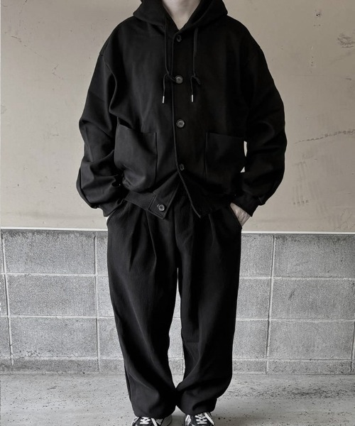 YACA(ヤーカ)の「Basic Sweat Cardigan/ベーシックスウェットカーディガン【unisex item】(パーカー・レディース・グレー/ブラック・FREE)」の11枚目の写真