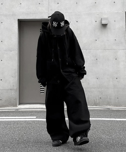YACA(ヤーカ)の「Basic Sweat Cardigan/ベーシックスウェットカーディガン【unisex item】(パーカー・レディース・グレー/ブラック・FREE)」の9枚目の写真