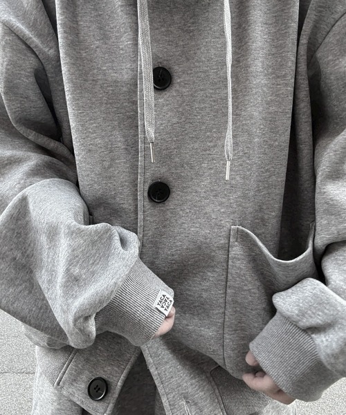 YACA(ヤーカ)の「Basic Sweat Cardigan/ベーシックスウェットカーディガン【unisex item】(パーカー・レディース・グレー/ブラック・FREE)」の20枚目の写真