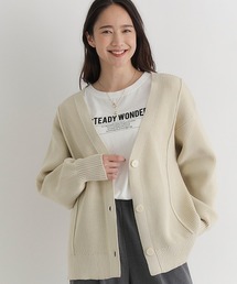 Right-on（ライトオン）の「【HONEYSUCKLE ROSE】畦編みニットカーディガン (Vネック/前開き/ボタン/レイヤード/着回し/通気性/軽量/オールシーズン/オフィスカジュアル)（カーディガン/ボレロ）」