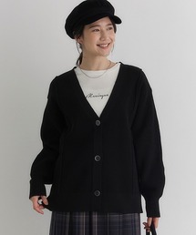 Right-on | 【HONEYSUCKLE ROSE】畦編みニットカーディガン (Vネック/前開き/ボタン/レイヤード/着回し/通気性/軽量/オールシーズン/オフィスカジュアル)(カーディガン/ボレロ)