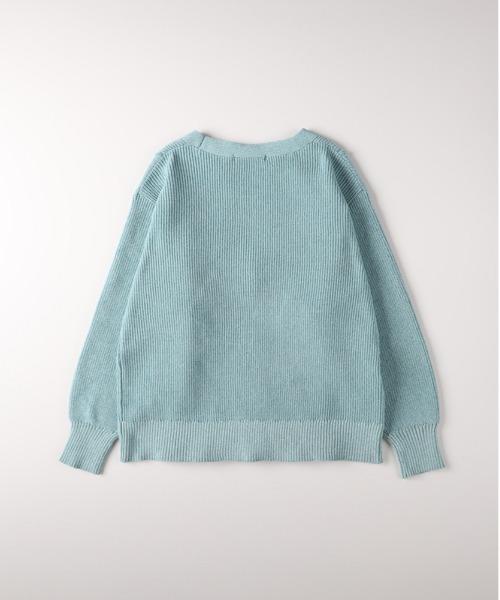 Right-on（ライトオン）の「【HONEYSUCKLE ROSE】畦編みニットカーディガン (Vネック/前開き/ボタン/レイヤード/着回し/通気性/軽量/オールシーズン/オフィスカジュアル)（カーディガン/ボレロ・レディース・グリーン/ブラック/ブルー/キナリ・L/S/M）」の5枚目の写真