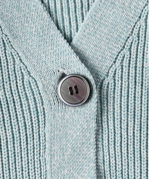 Right-on（ライトオン）の「【HONEYSUCKLE ROSE】畦編みニットカーディガン (Vネック/前開き/ボタン/レイヤード/着回し/通気性/軽量/オールシーズン/オフィスカジュアル)（カーディガン/ボレロ・レディース・グリーン/ブラック/ブルー/キナリ・L/S/M）」の7枚目の写真