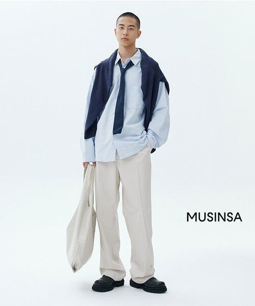 MUSINSA STANDARD（ムシンサスタンダード）の「ウィップコードワンタックワイドヒドゥンバンディングスラックス[クリーム]（スラックス・メンズ・その他・32/30/31/33/26/27/28/29/40/38/42/36/34）」の6枚目の写真