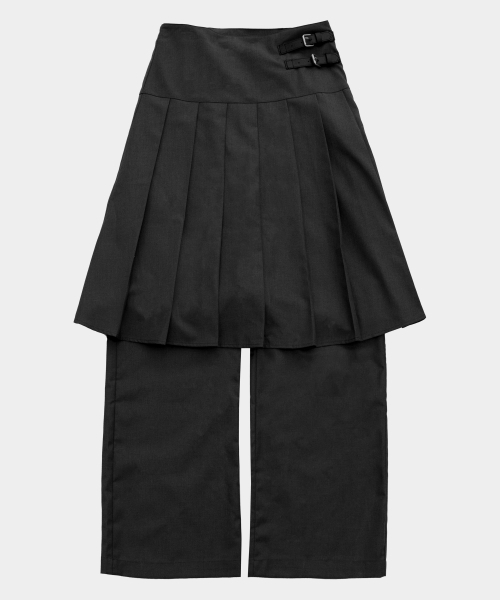 PLACE STUDIO(プレイススタジオ)の「ツーベルトプリーツミディスカートレイヤードワイドパンツ_2COLOR(その他パンツ・レディース・ブラック/チャコールグレー・FREE)」の12枚目の写真
