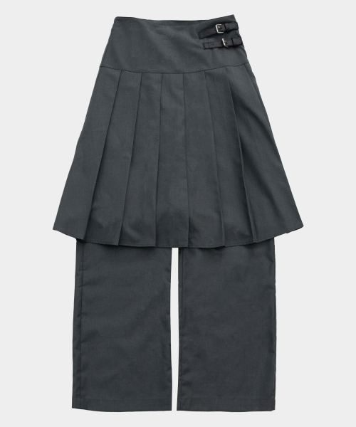 PLACE STUDIO(プレイススタジオ)の「ツーベルトプリーツミディスカートレイヤードワイドパンツ_2COLOR(その他パンツ・レディース・ブラック/チャコールグレー・FREE)」の11枚目の写真