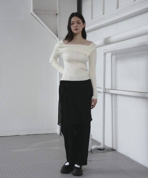 THE GREEN LAB（ザグリーンラボ）の「オフショルダー スリムリブニット [ココア]（ニット/セーター・レディース・その他・FREE）」の7枚目の写真