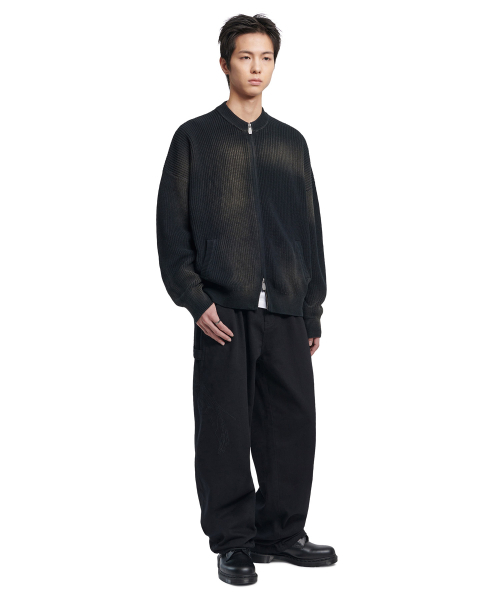 NOMANUAL（NOMANUAL）の「SPRAY DYEING KNIT ZIP-UP - BLACK（カーディガン/ボレロ・レディース・その他・LARGE/SMALL/MEDIUM）」の3枚目の写真
