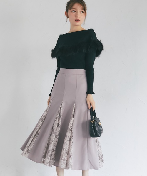 tocco closet（トッコ　クローゼット）の「【ZOZO限定】パネル切り替えレースフレアスカート（スカート・レディース・オフホワイト/モーブ系・M）」の8枚目の写真