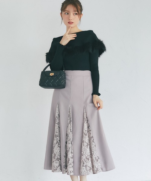 tocco closet（トッコ　クローゼット）の「【ZOZO限定】パネル切り替えレースフレアスカート（スカート・レディース・オフホワイト/モーブ系・M）」の7枚目の写真