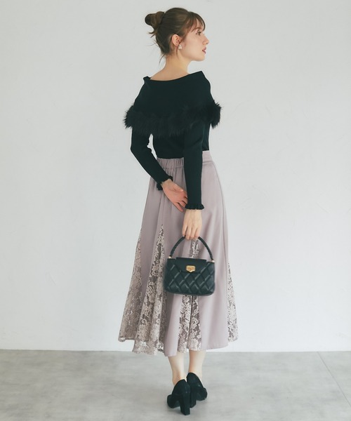 tocco closet（トッコ　クローゼット）の「【ZOZO限定】パネル切り替えレースフレアスカート（スカート・レディース・オフホワイト/モーブ系・M）」の6枚目の写真