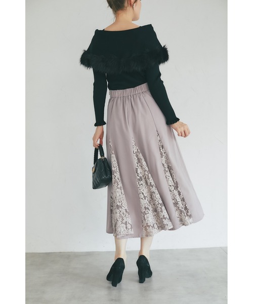 tocco closet（トッコ　クローゼット）の「【ZOZO限定】パネル切り替えレースフレアスカート（スカート・レディース・オフホワイト/モーブ系・M）」の11枚目の写真