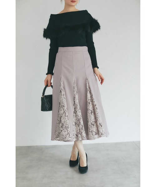 tocco closet（トッコ　クローゼット）の「【ZOZO限定】パネル切り替えレースフレアスカート（スカート・レディース・オフホワイト/モーブ系・M）」の9枚目の写真