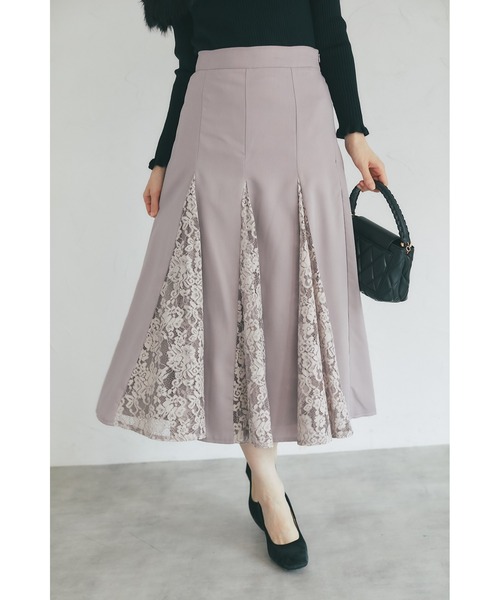 tocco closet（トッコ　クローゼット）の「【ZOZO限定】パネル切り替えレースフレアスカート（スカート・レディース・オフホワイト/モーブ系・M）」の10枚目の写真