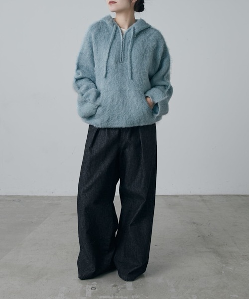 Lui's（ルイス）の「【腰回りカバー◎】フワフワハーフZIPパーカー（ニット/セーター・レディース・ミント/ベージュ/グレー・FREE）」の16枚目の写真