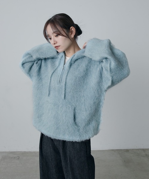 Lui's（ルイス）の「【腰回りカバー◎】フワフワハーフZIPパーカー（ニット/セーター・レディース・ミント/ベージュ/グレー・FREE）」の19枚目の写真