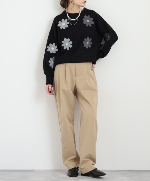 Anna Nicola(アンナニコラ)の「Anna Nicola 花刺繍ニットプルオーバー(ニット/セーター・レディース・ブラック/ネイビー/グレー・38)」の17枚目の写真