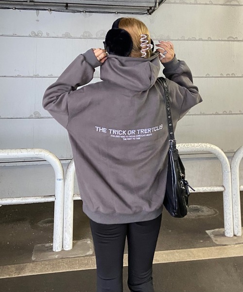 non-hedge(ノンヘッジ)の「ロゴ刺繍パーカープルオーバー(パーカー・レディース・オートミール/チャコールグレー/ブラック/ネイビー・FREE)」の8枚目の写真