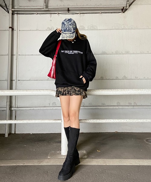 non-hedge(ノンヘッジ)の「ロゴ刺繍パーカープルオーバー(パーカー・レディース・オートミール/チャコールグレー/ブラック/ネイビー・FREE)」の9枚目の写真