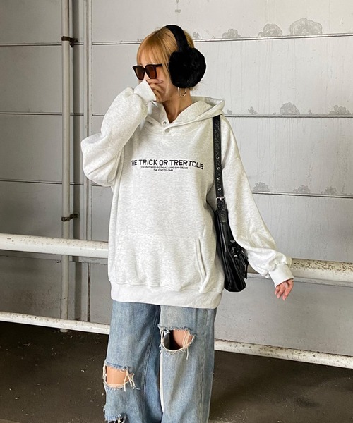 non-hedge(ノンヘッジ)の「ロゴ刺繍パーカープルオーバー(パーカー・レディース・オートミール/チャコールグレー/ブラック/ネイビー・FREE)」の18枚目の写真