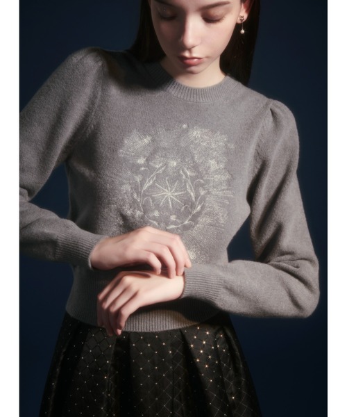 新品未使用！♡FRAY I.D エトワールエンブロイダリーニット グレー セール】エトワールエンブロイダリーニット（ニット/セーター）｜FRAY