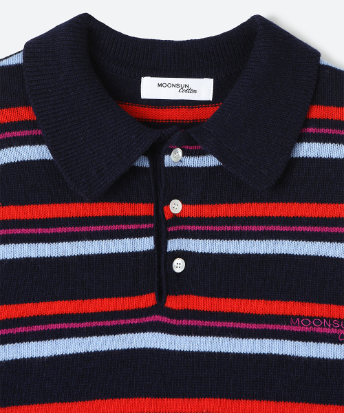 MOONSUN(ムーンサン)の「MJ S2 02 M.C UNISEX, Stripe Wool Collar Knit / Lolli-pop(ポロシャツ・レディース・その他・MEDIUM/LARGE)」の7枚目の写真