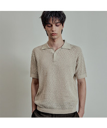 LMOOD（エルムード）の「ボタニックナチュラルヤーン PK ハーフニット ベージュ（ポロシャツ）」